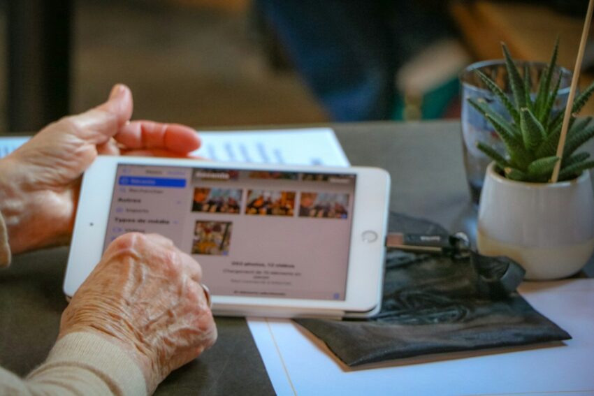 a person holding a tablet